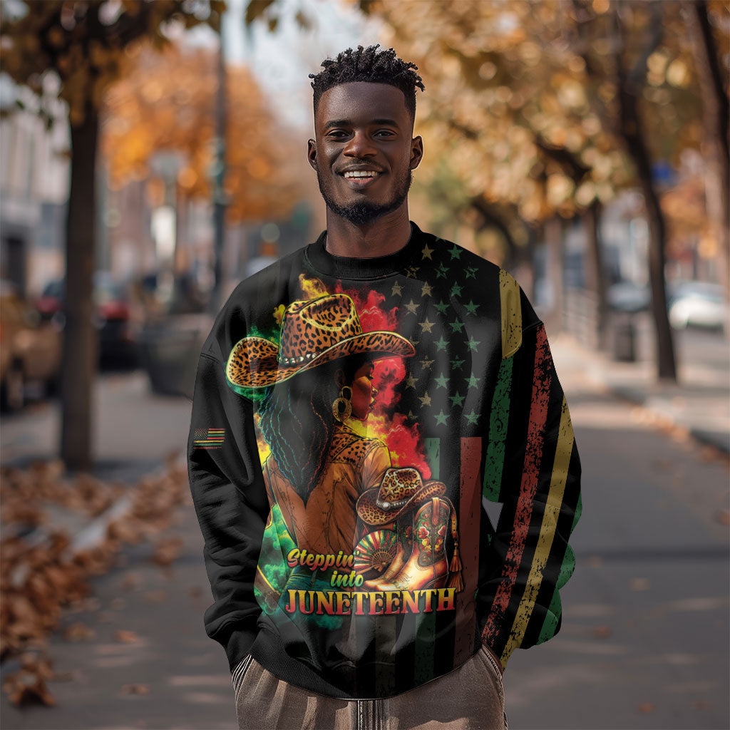 Steppin' into Juneteenth 1865 Sweatshirt Melanin Cowgirl Grunge Style