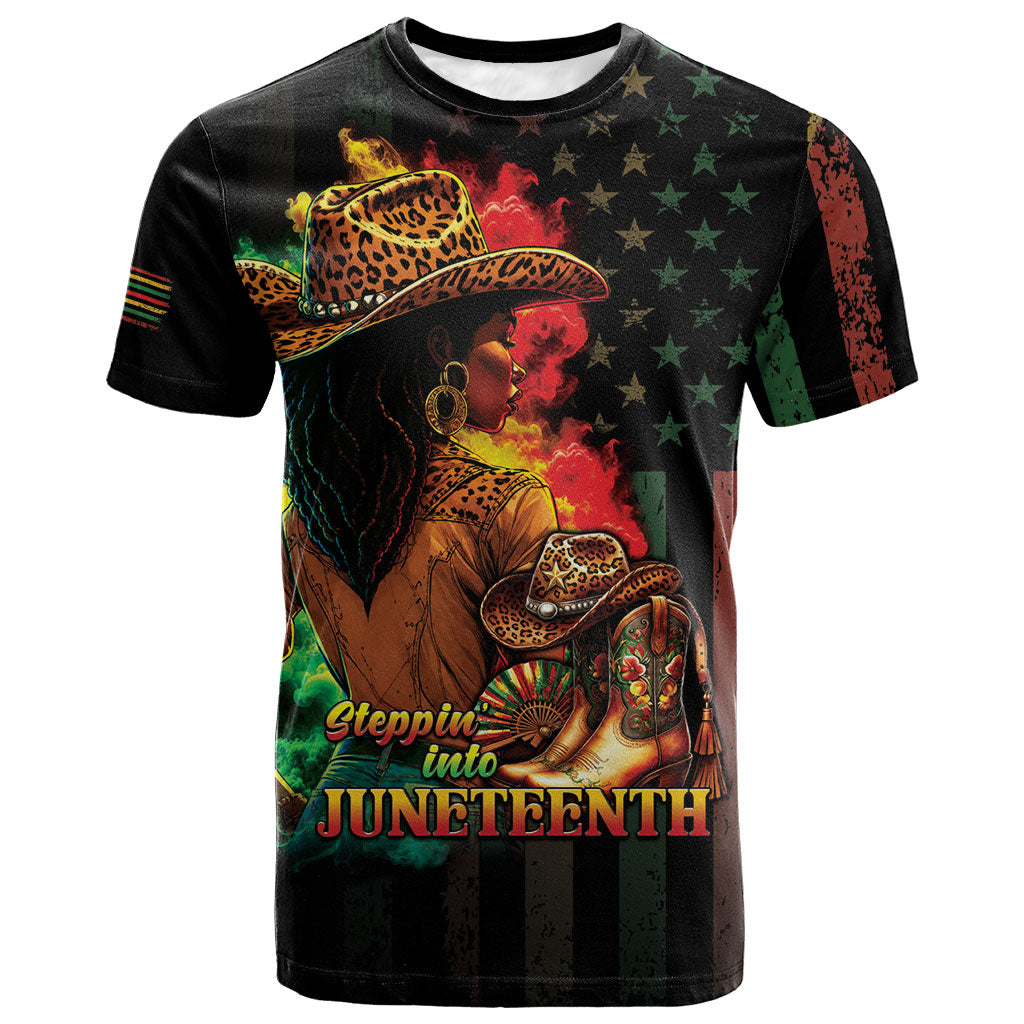 Steppin' into Juneteenth 1865 T shirt Melanin Cowgirl Grunge Style