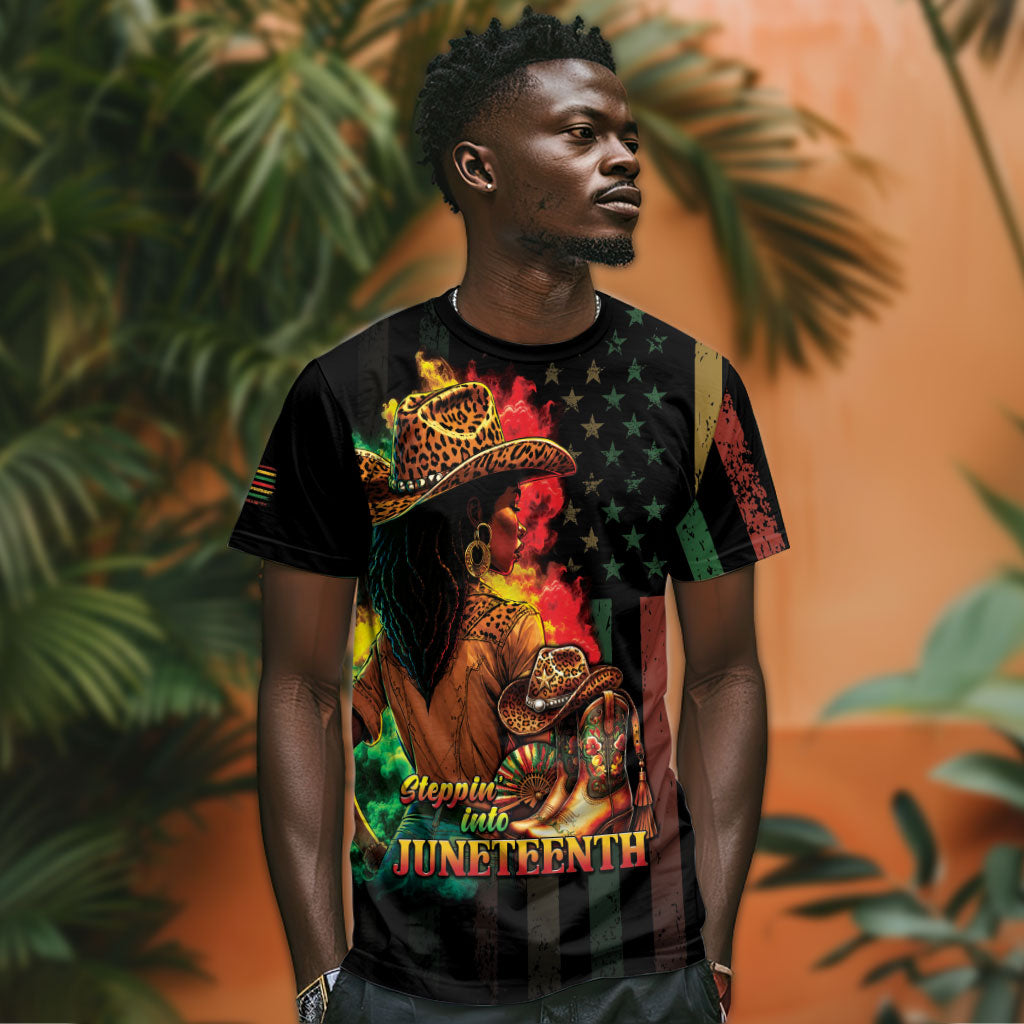 Steppin' into Juneteenth 1865 T shirt Melanin Cowgirl Grunge Style