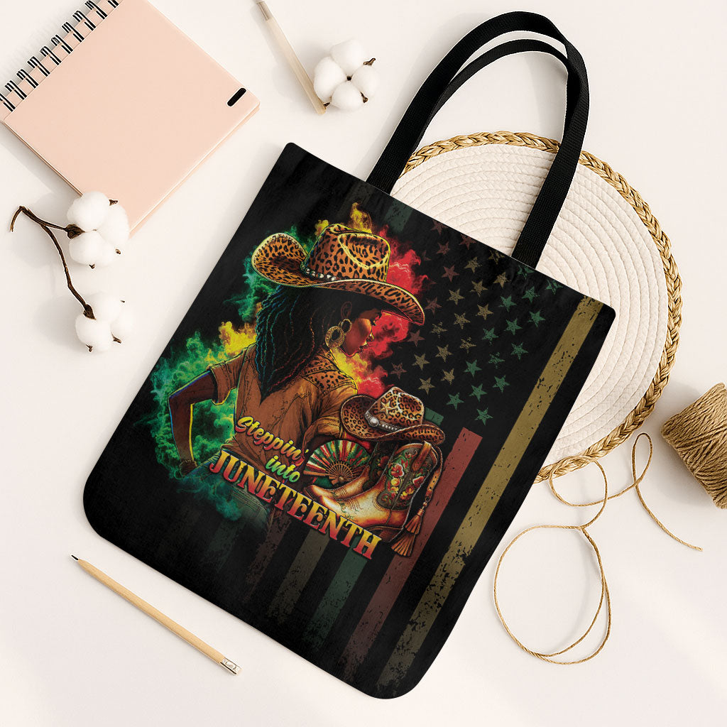 Steppin' into Juneteenth 1865 Tote Bag Melanin Cowgirl Grunge Style