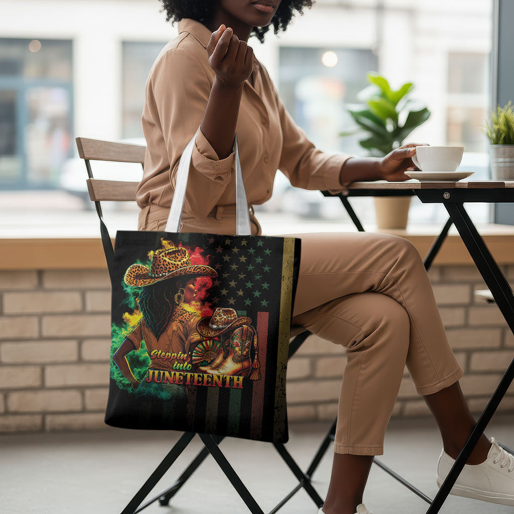 Steppin' into Juneteenth 1865 Tote Bag Melanin Cowgirl Grunge Style