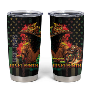 Steppin' into Juneteenth 1865 Tumbler Cup Melanin Cowgirl Grunge Style