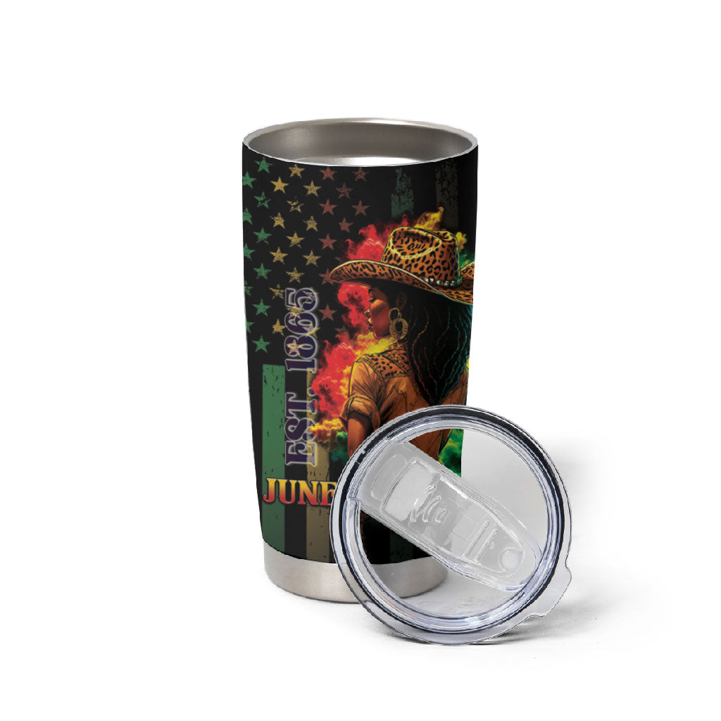 Steppin' into Juneteenth 1865 Tumbler Cup Melanin Cowgirl Grunge Style