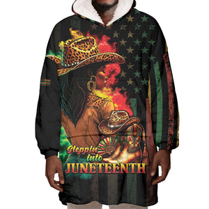 Steppin' into Juneteenth 1865 Wearable Blanket Hoodie Melanin Cowgirl Grunge Style