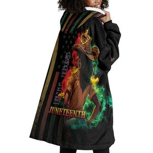 Steppin' into Juneteenth 1865 Wearable Blanket Hoodie Melanin Cowgirl Grunge Style