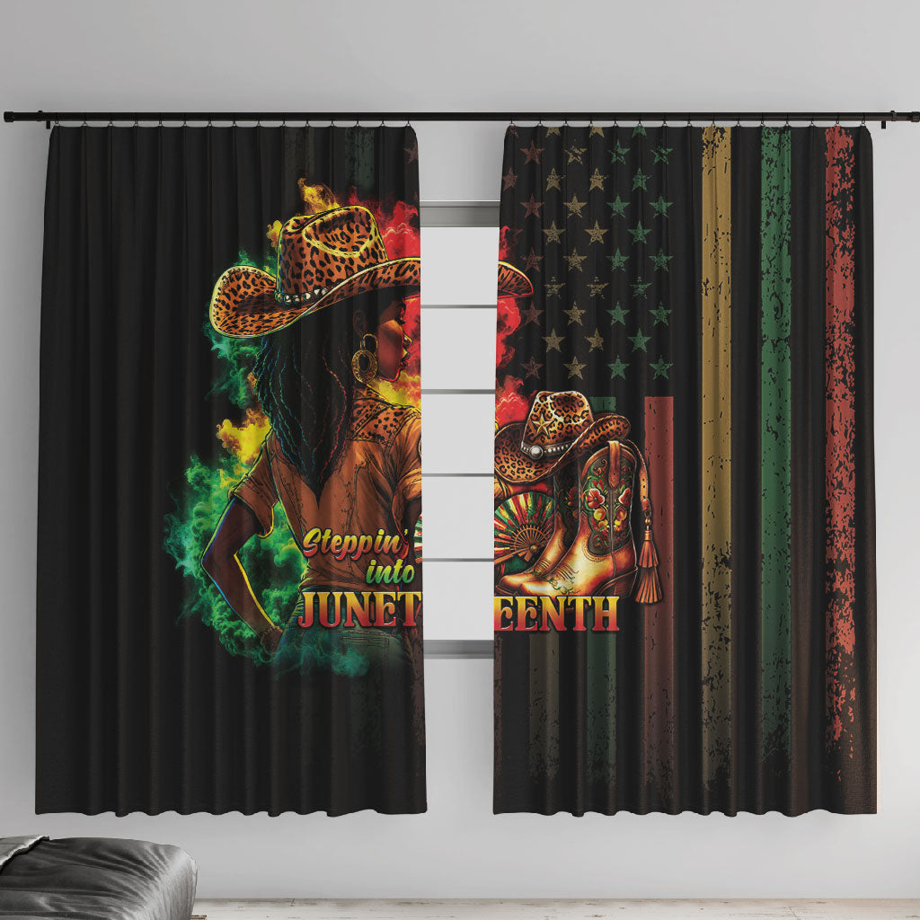 Steppin' into Juneteenth 1865 Window Curtain Melanin Cowgirl Grunge Style