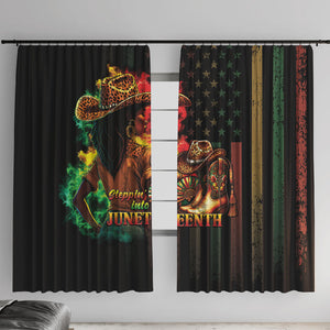 Steppin' into Juneteenth 1865 Window Curtain Melanin Cowgirl Grunge Style