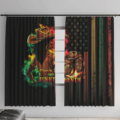 Steppin' into Juneteenth 1865 Window Curtain Melanin Cowgirl Grunge Style