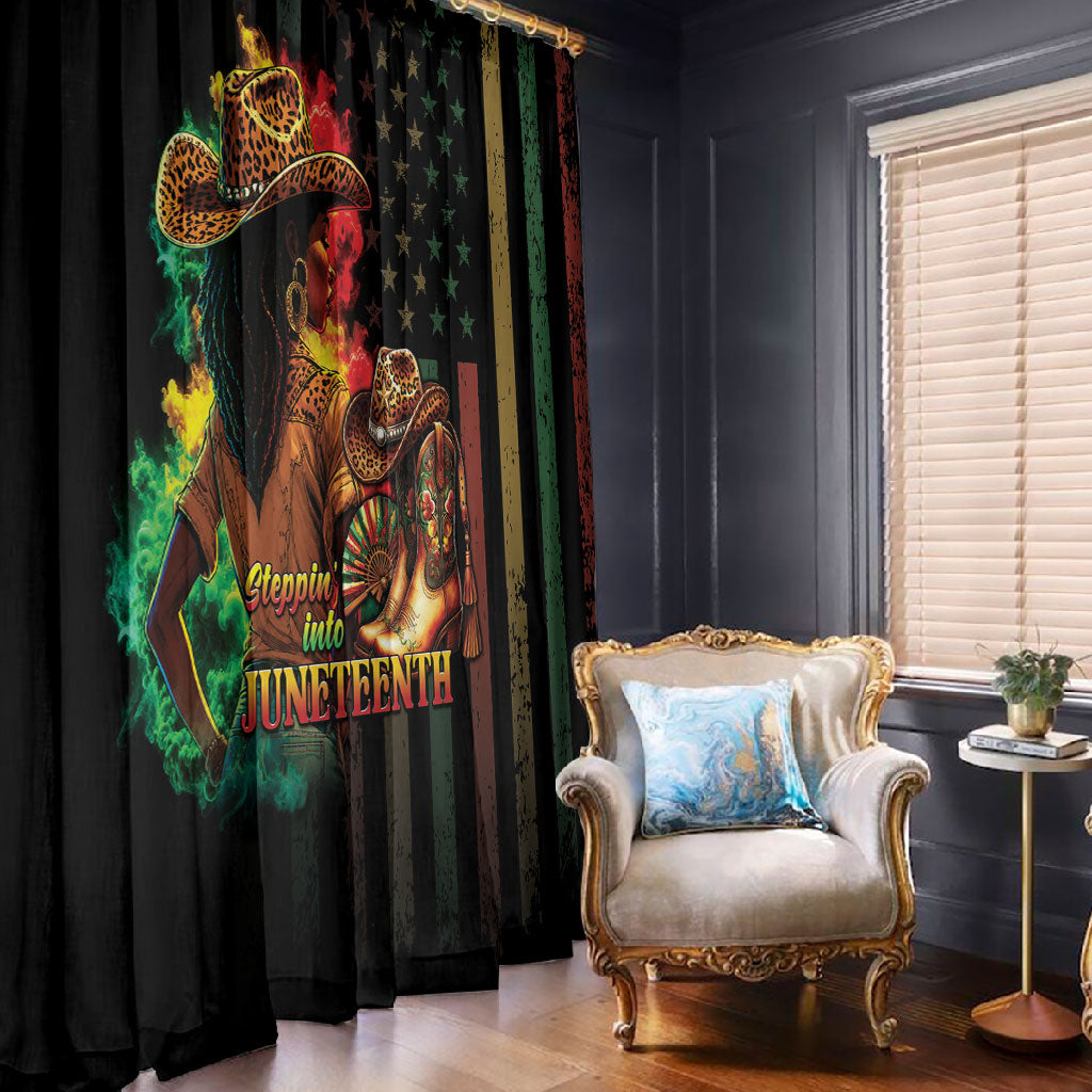 Steppin' into Juneteenth 1865 Window Curtain Melanin Cowgirl Grunge Style