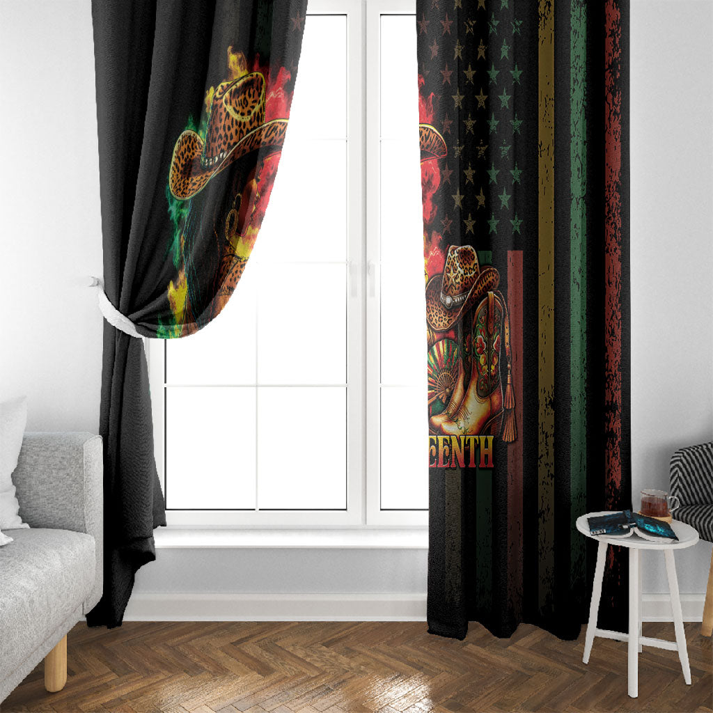 Steppin' into Juneteenth 1865 Window Curtain Melanin Cowgirl Grunge Style