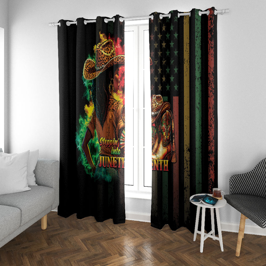 Steppin' into Juneteenth 1865 Window Curtain Melanin Cowgirl Grunge Style