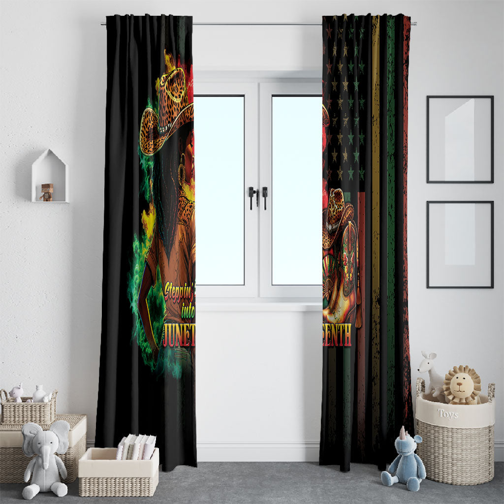 Steppin' into Juneteenth 1865 Window Curtain Melanin Cowgirl Grunge Style