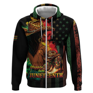 Steppin' into Juneteenth 1865 Zip Hoodie Melanin Cowgirl Grunge Style