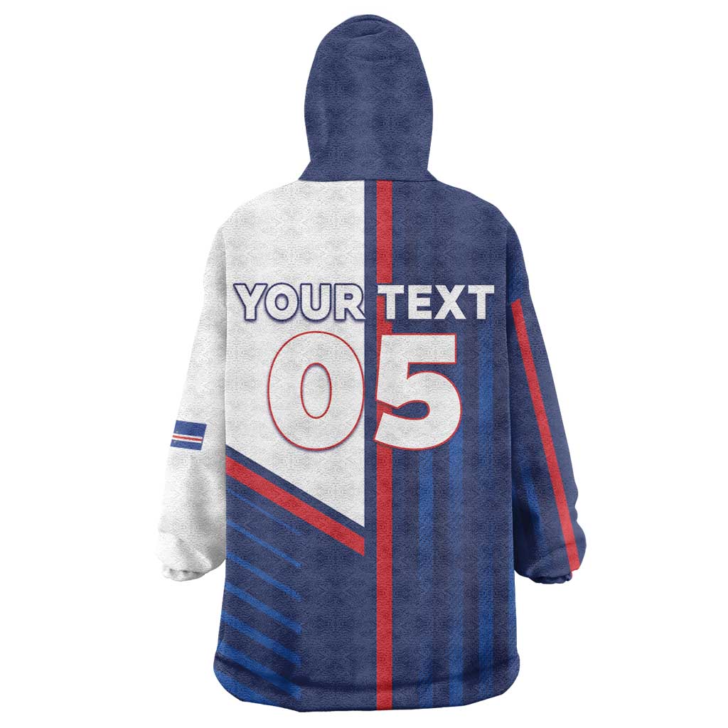 Custom Cape Verde Football Kid Wearable Blanket Hoodie Unique Style - African Pride
