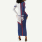Custom Cape Verde Football Long Sleeve Bodycon Dress Unique Style - African Pride