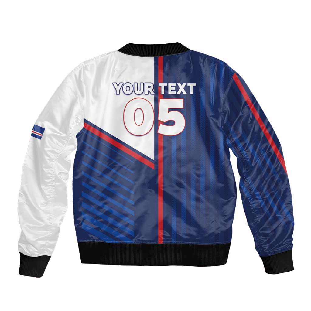 Custom Cape Verde Football Sleeve Zip Bomber Jacket Unique Style - African Pride