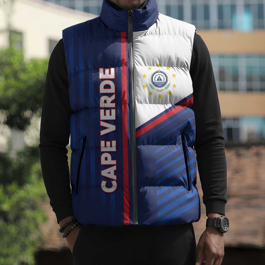 Custom Cape Verde Football Sleeveless Puffer Jacket Unique Style