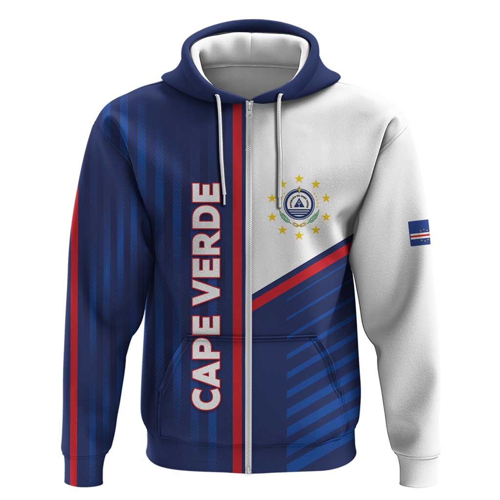 Custom Cape Verde Football Zip Hoodie Unique Style - African Pride