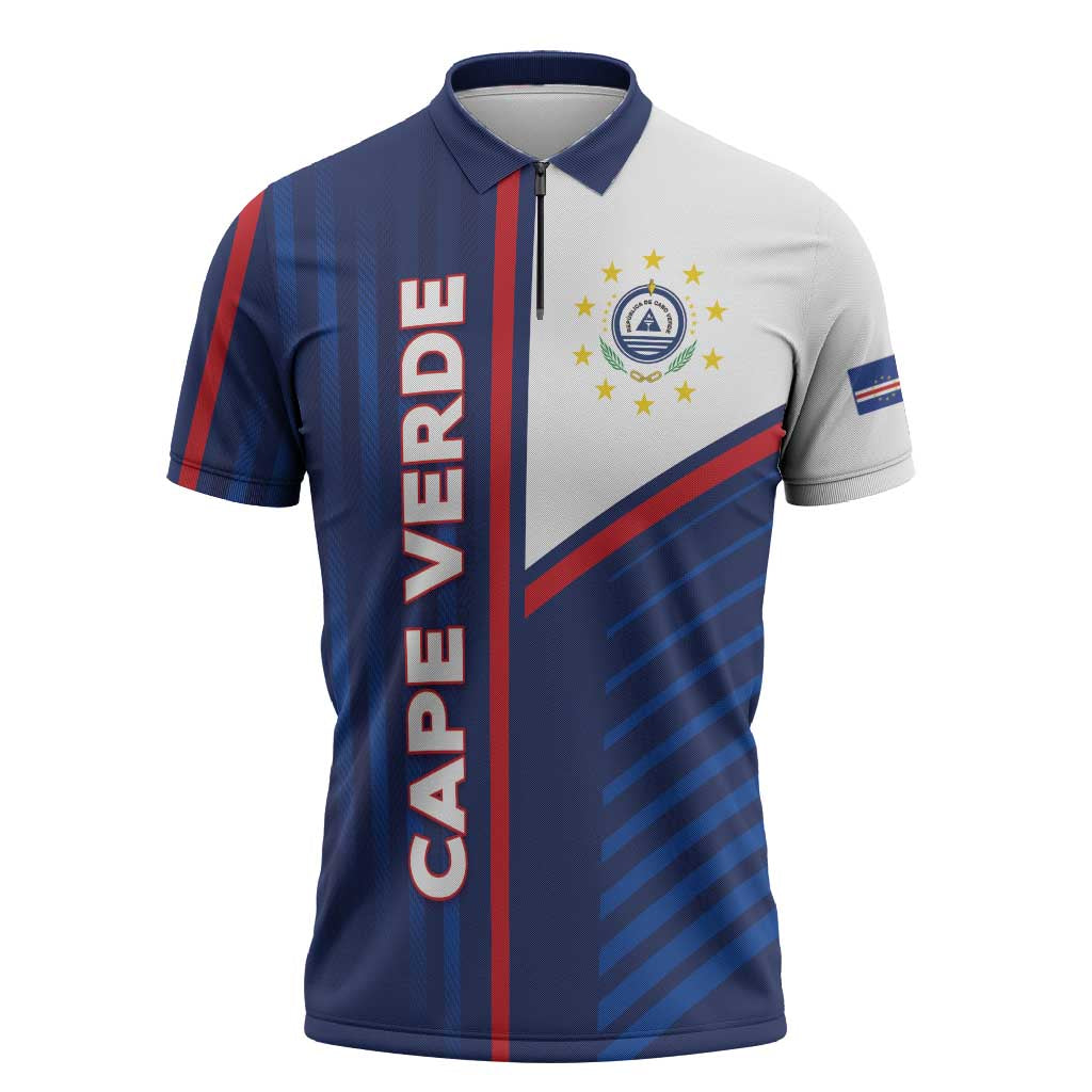 Custom Cape Verde Football Zipper Polo Shirt Unique Style