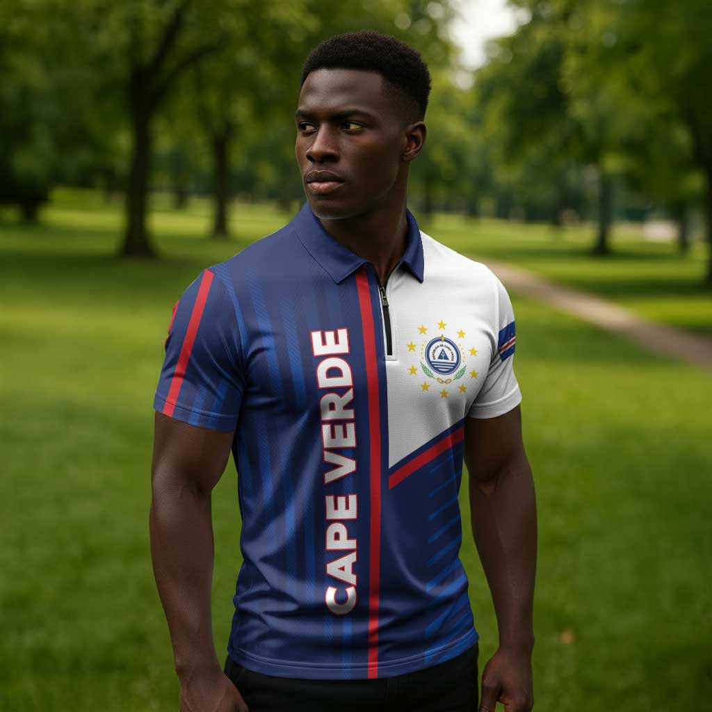 Custom Cape Verde Football Zipper Polo Shirt Unique Style