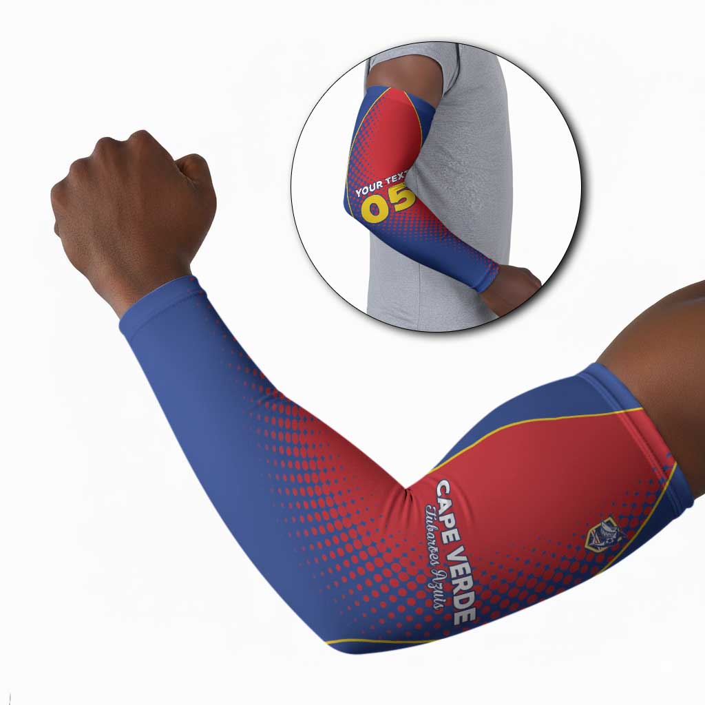 Custom Cape Verde Football Arm Sleeves Blue Sharks Make History
