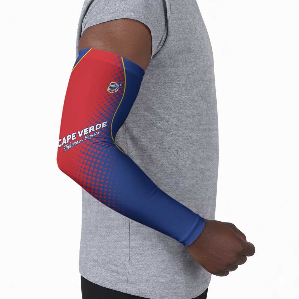 Custom Cape Verde Football Arm Sleeves Blue Sharks Make History