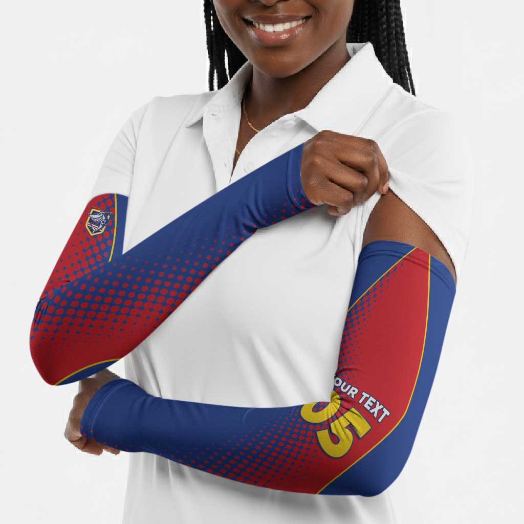 Custom Cape Verde Football Arm Sleeves Blue Sharks Make History