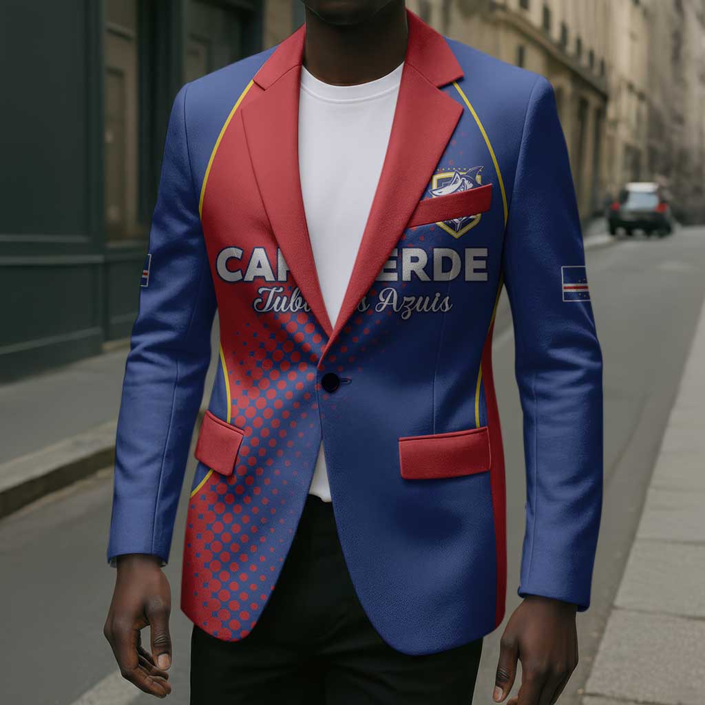 Custom Cape Verde Football Blazer Blue Sharks Make History
