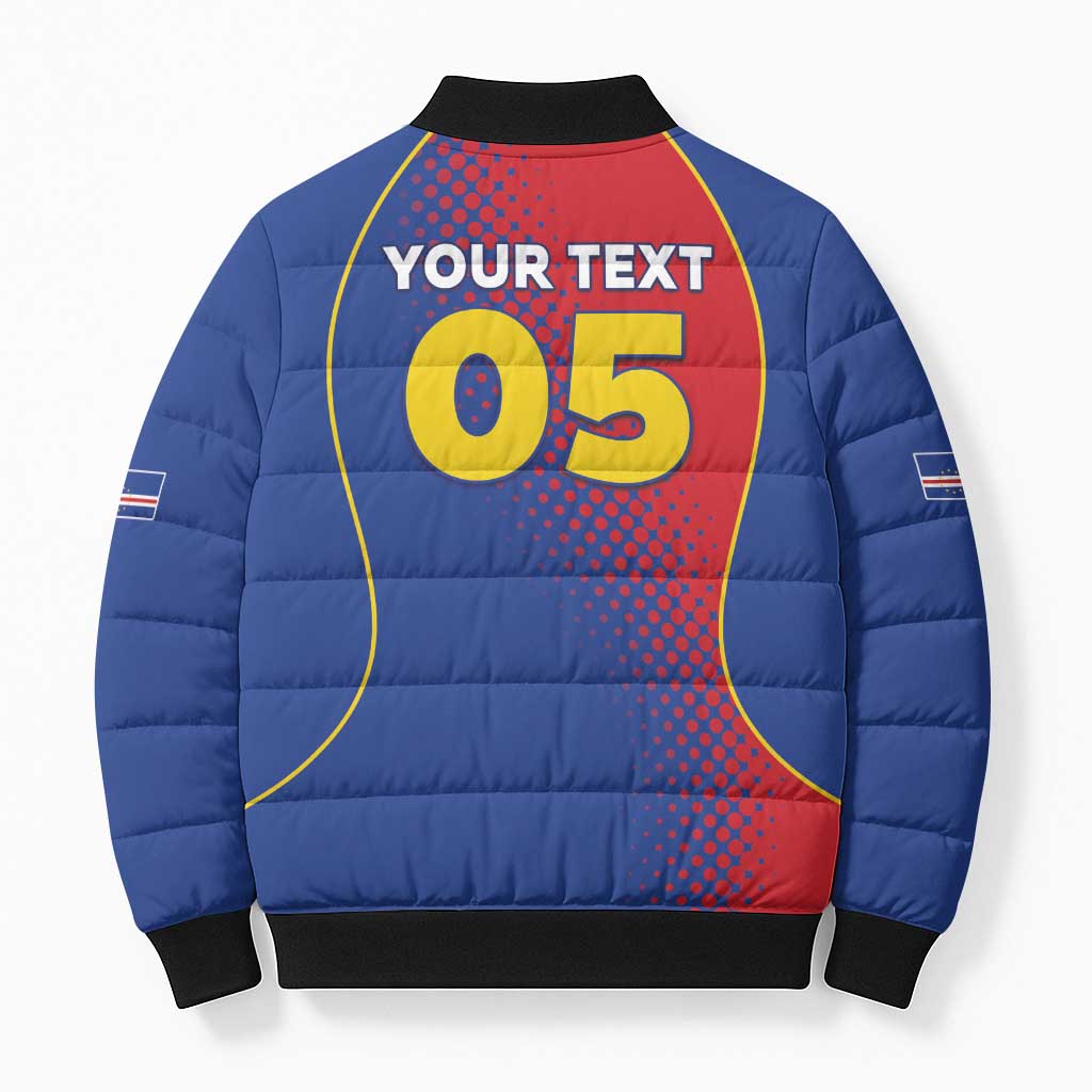 Custom Cape Verde Football Bomber Puffer Jacket Blue Sharks Make History
