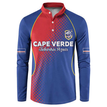 Custom Cape Verde Football Button Sweatshirt Blue Sharks Make History