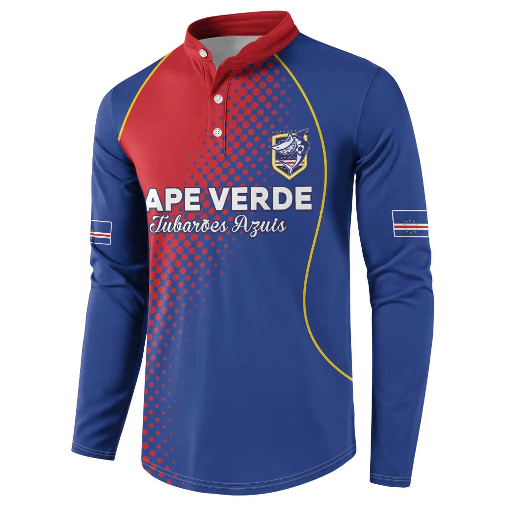 Custom Cape Verde Football Button Sweatshirt Blue Sharks Make History