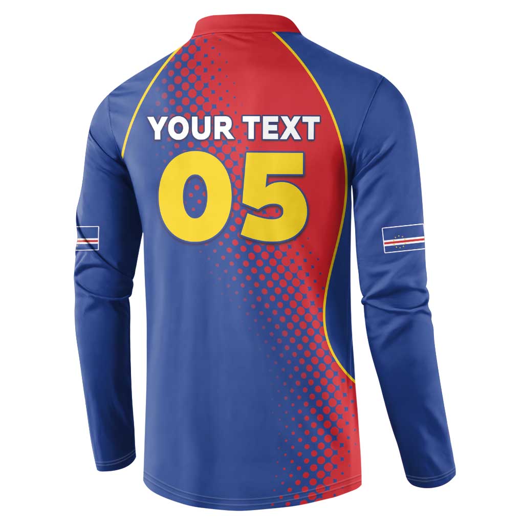 Custom Cape Verde Football Button Sweatshirt Blue Sharks Make History