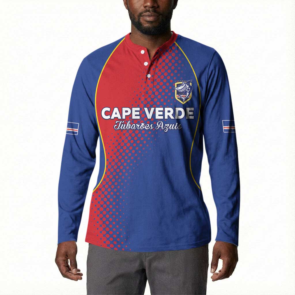 Custom Cape Verde Football Button Sweatshirt Blue Sharks Make History