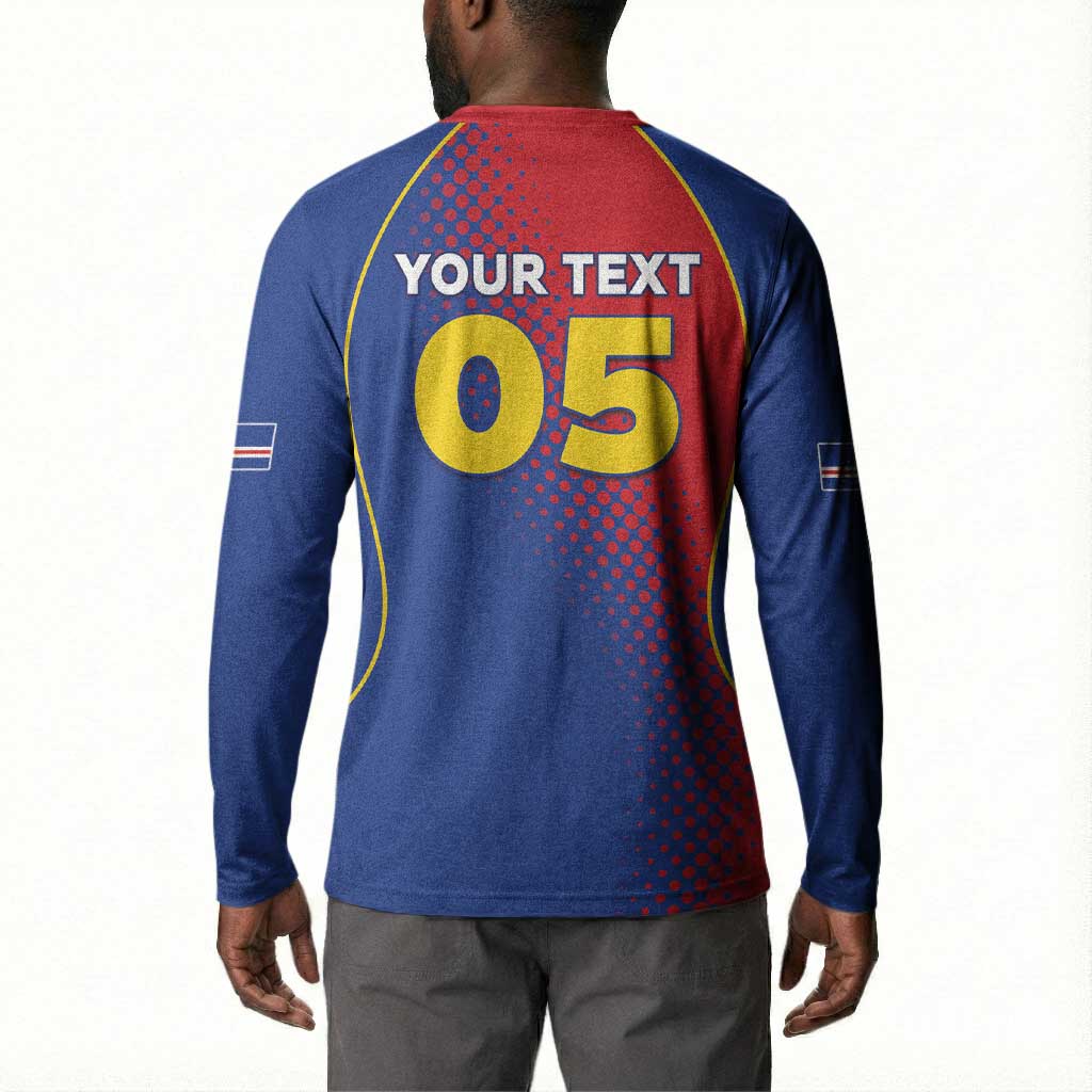 Custom Cape Verde Football Button Sweatshirt Blue Sharks Make History