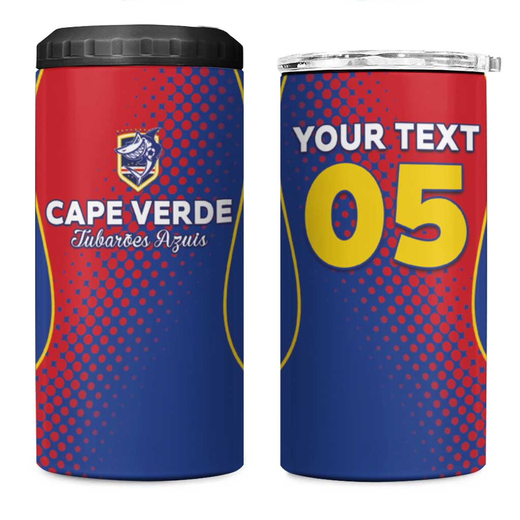 Custom Cape Verde Football 4 in 1 Can Cooler Tumbler Blue Sharks Make History - African Pride