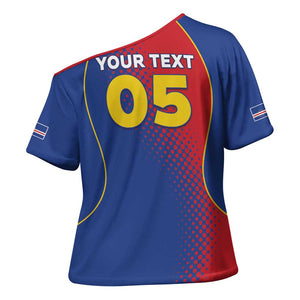 Custom Cape Verde Football Cross Shoulder Shirt Blue Sharks Make History