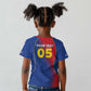 Custom Cape Verde Football Kid T shirt Blue Sharks Make History - African Pride