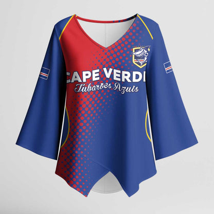 Custom Cape Verde Football Kimono Sleeve Blouse Blue Sharks Make History
