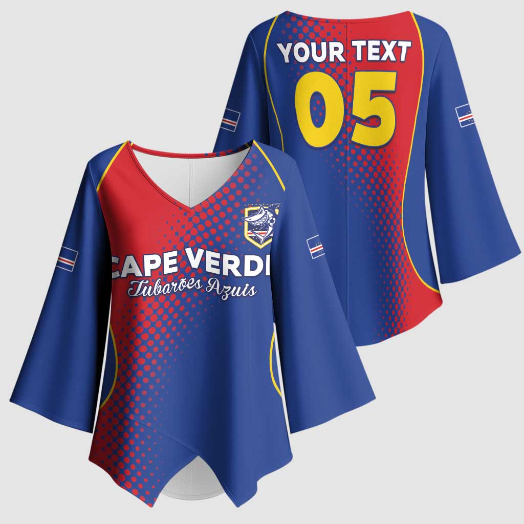 Custom Cape Verde Football Kimono Sleeve Blouse Blue Sharks Make History