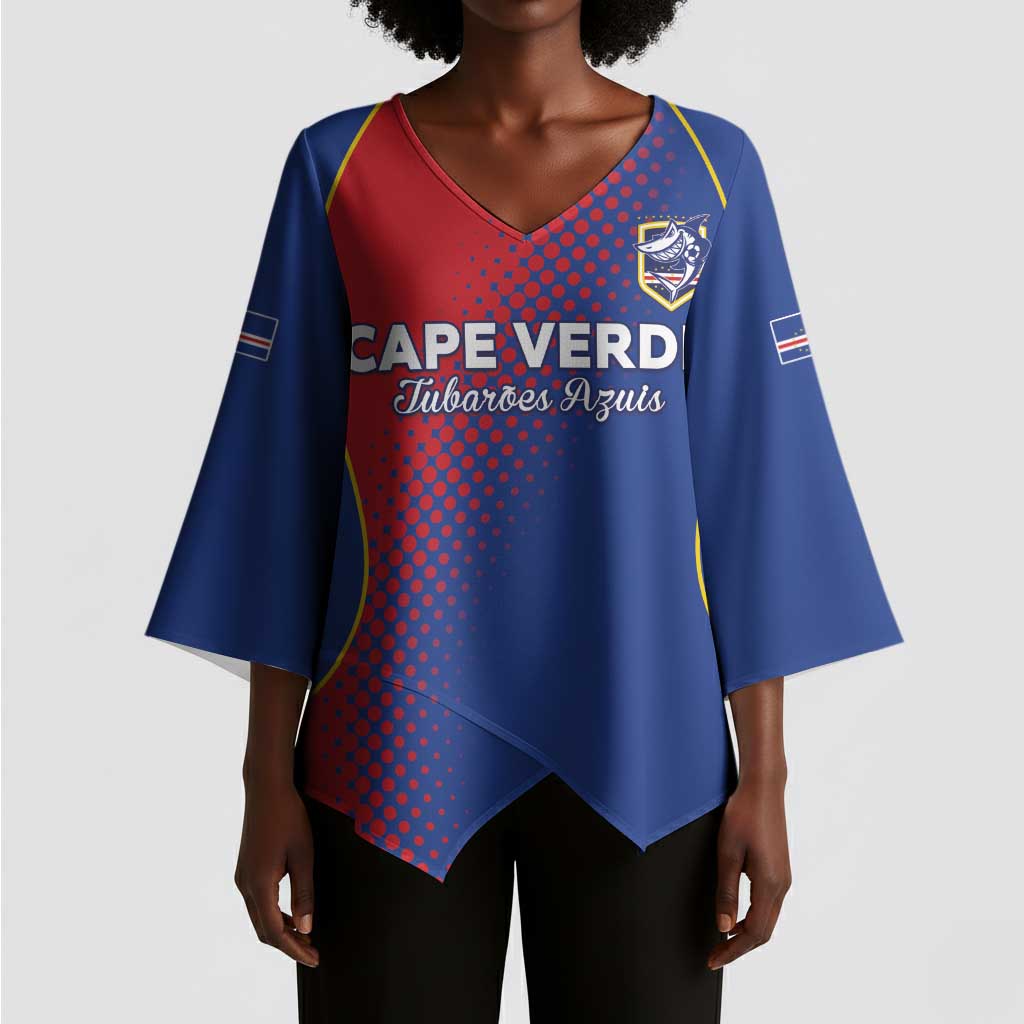 Custom Cape Verde Football Kimono Sleeve Blouse Blue Sharks Make History