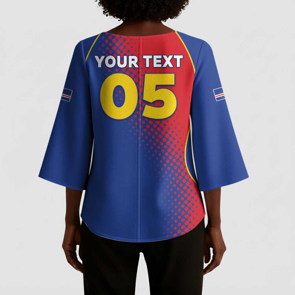 Custom Cape Verde Football Kimono Sleeve Blouse Blue Sharks Make History