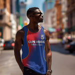 Custom Cape Verde Football Men Tank Top Blue Sharks Make History - African Pride