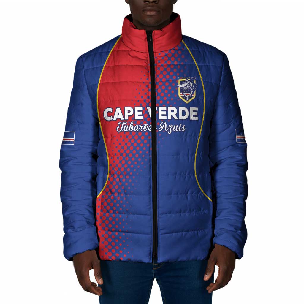 Custom Cape Verde Football Padded Jacket Blue Sharks Make History