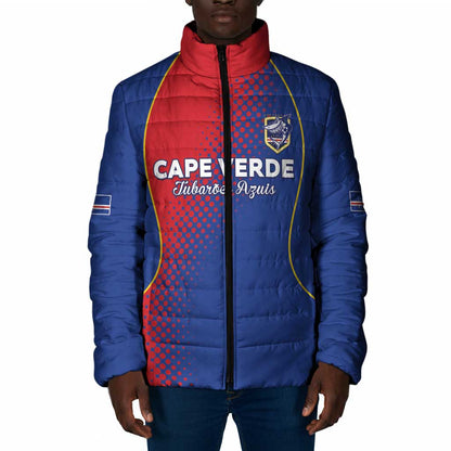 Custom Cape Verde Football Padded Jacket Blue Sharks Make History
