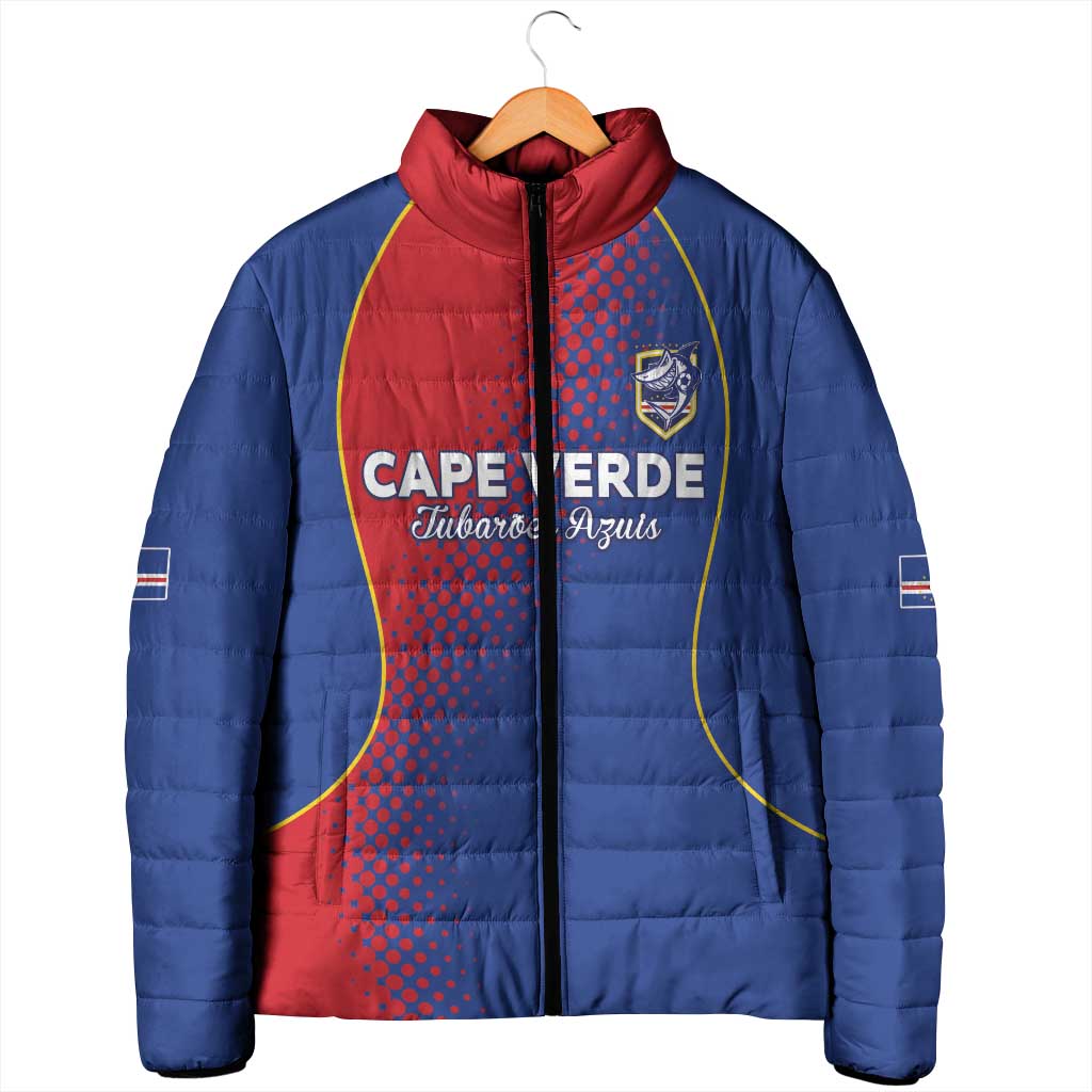 Custom Cape Verde Football Padded Jacket Blue Sharks Make History