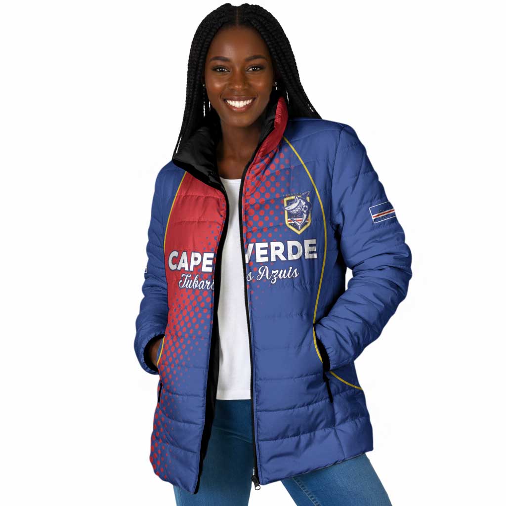 Custom Cape Verde Football Padded Jacket Blue Sharks Make History