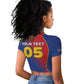 Custom Cape Verde Football Raglan Cropped T shirt Blue Sharks Make History - African Pride