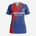 Custom Cape Verde Football Scrub Top Blue Sharks Make History - African Pride