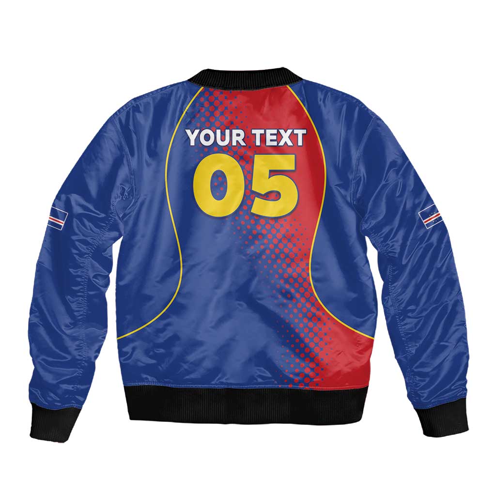 Custom Cape Verde Football Sleeve Zip Bomber Jacket Blue Sharks Make History - African Pride
