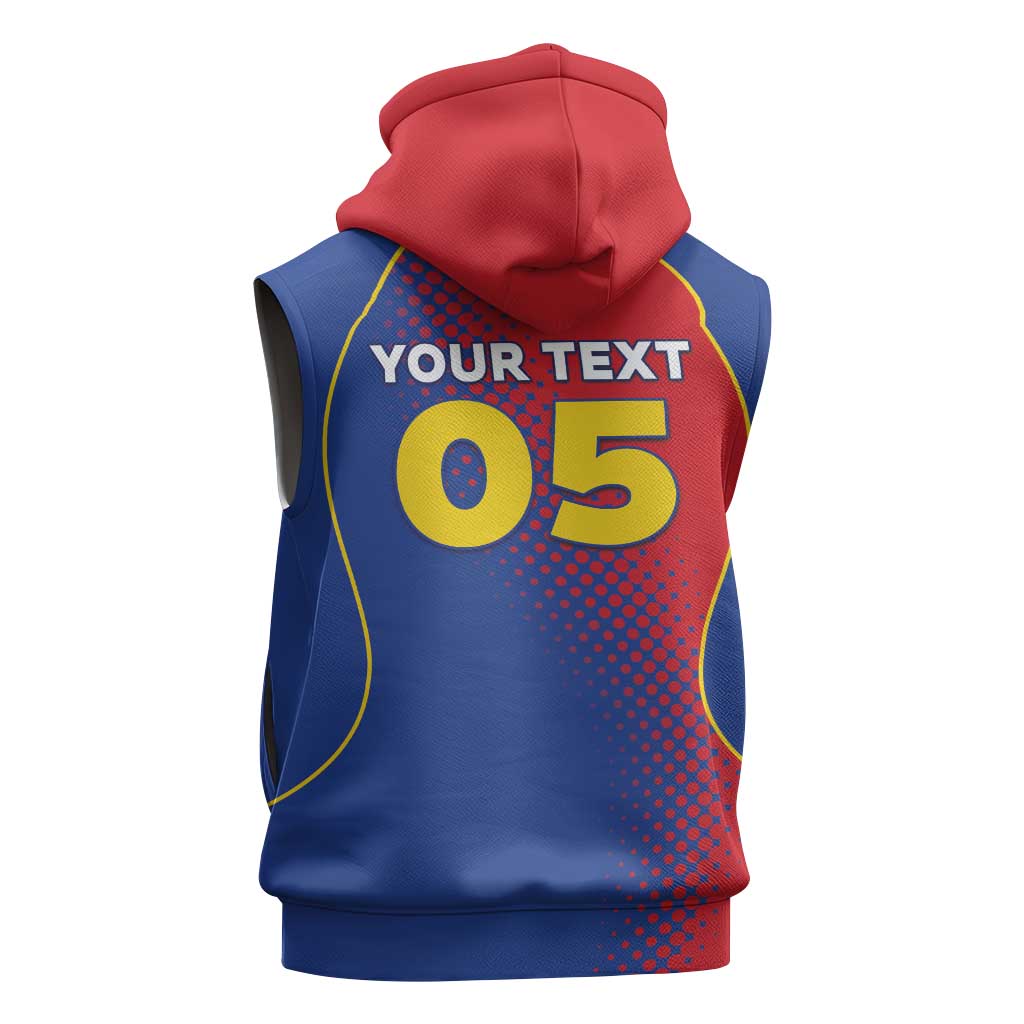 Custom Cape Verde Football Sleeveless Hoodie Blue Sharks Make History - African Pride